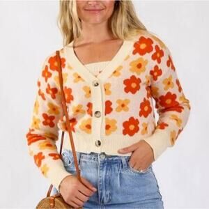 NEW HYFVE Daisy Floral Cardigan and Tank Top Two Piece Matching Set